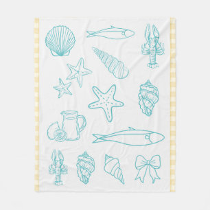 Coastal Italian Kitchen Print Sorrento Blue Fleece Blanket
