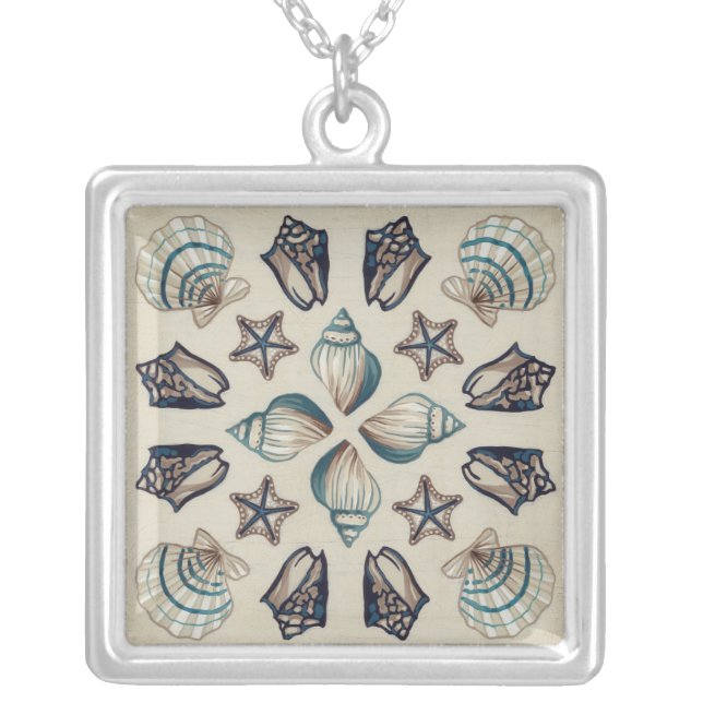 Coastal Kaleidoscope I Silver Plated Necklace (Front)