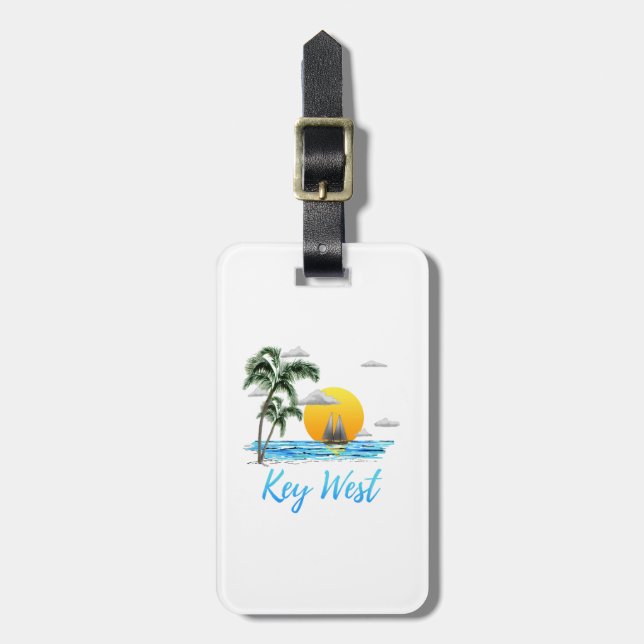 Coastal Key West Sailing Sunset Luggage Tag (Front Vertical)