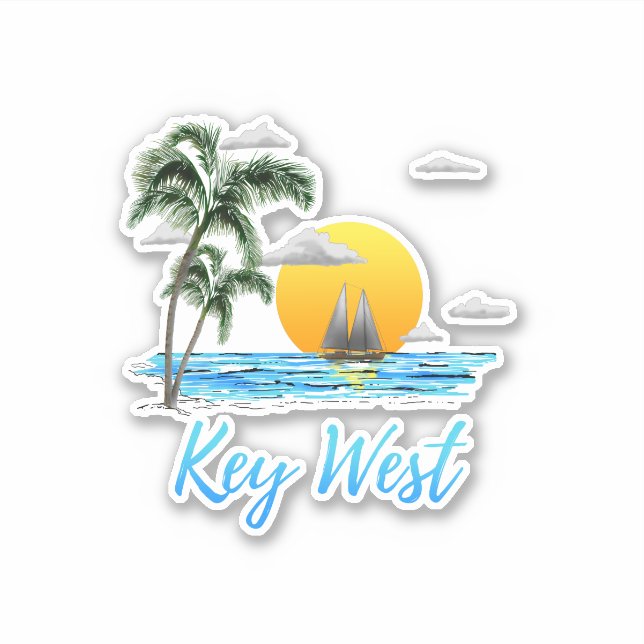 Coastal Key West Sailing Sunset Sticker (Front)