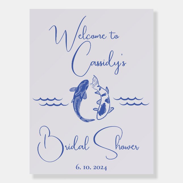 Coastal Koi Bridal Shower Welcome Sign (Front)