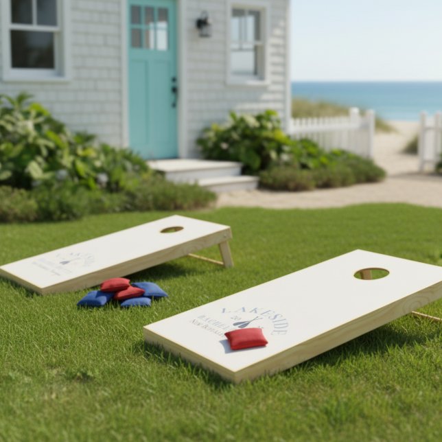Coastal Lake Bachelorette Cornhole Set (Kick back at the lake with this coastal Classic Lake Bachelorette Girls Weekend Cornhole Set!)