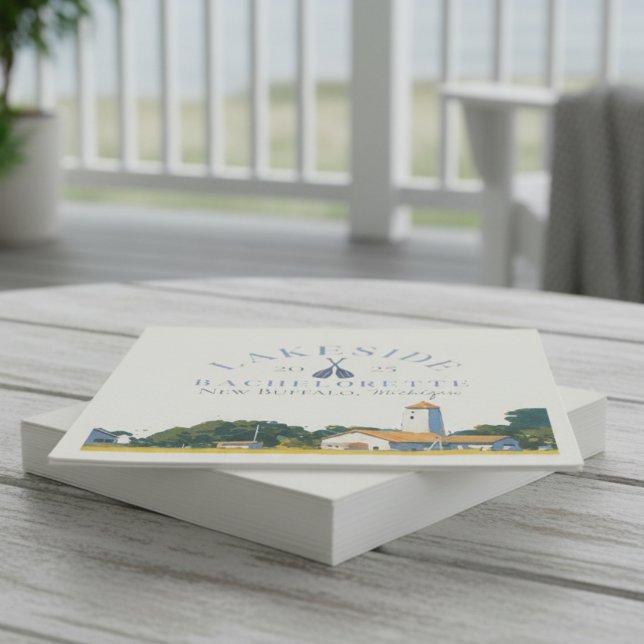 Coastal Lake Bachelorette Napkins (Kick back at the lake with this coastal Classic Lake Bachelorette Girls Weekend Napkins!)