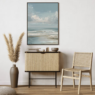 Coastal Landscape Painting Soft Ocean Horizon Canvas Print