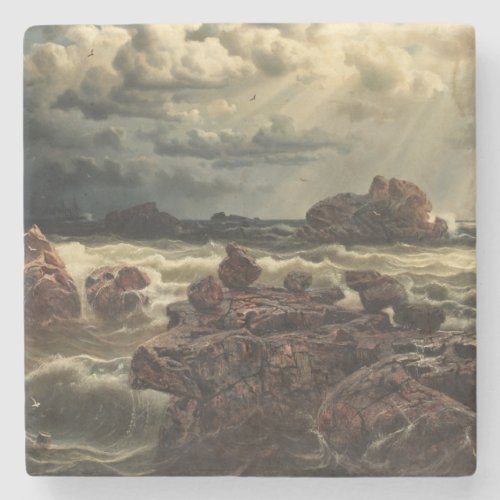 Coastal Landscape with Ships on the Horizon Stone Coaster