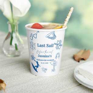 Coastal Last Sail Before the Veil Bachelorette Paper Cups