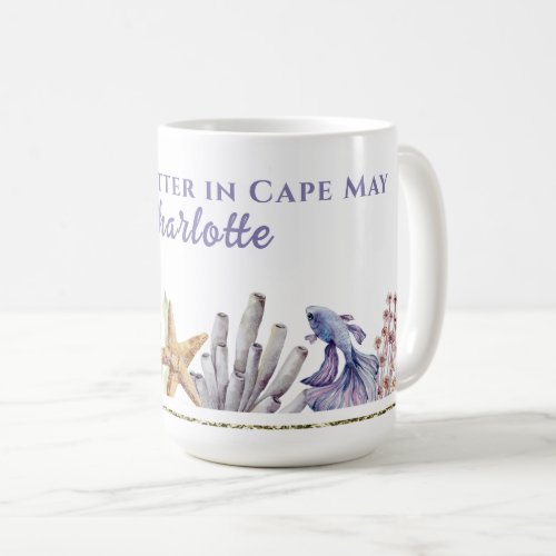 Coastal Life Better in Cape May Personalized Coffee Mug