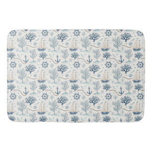 Coastal Life Oceans Blue Bath Mat
