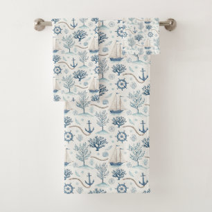 Coastal Life Oceans Blue Bath Towel Set