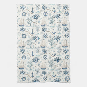 Coastal Life Oceans Blue Kitchen Towel