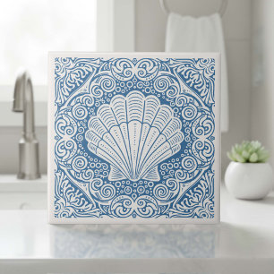 Coastal Life Series Scallop Shell Blue D1208 Ceramic Tile