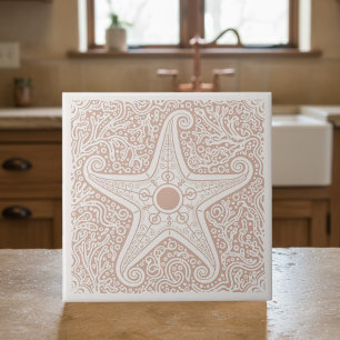 Coastal Life Series Starfish Coral D1208 Ceramic Tile