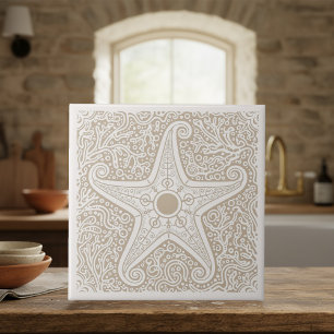 Coastal Life Series Starfish Sand ID1208 Ceramic Tile