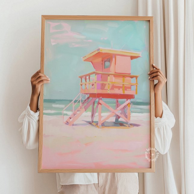 Coastal Lifeguard Tower Painting, Beach Wall Art (Creator Uploaded)