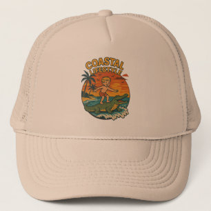 Coastal Lifestyle Alligator Surfer   Retro Beach Trucker Hat