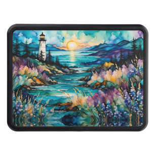 Coastal Lighthouse and wildflowers at Sunset Hitch Cover