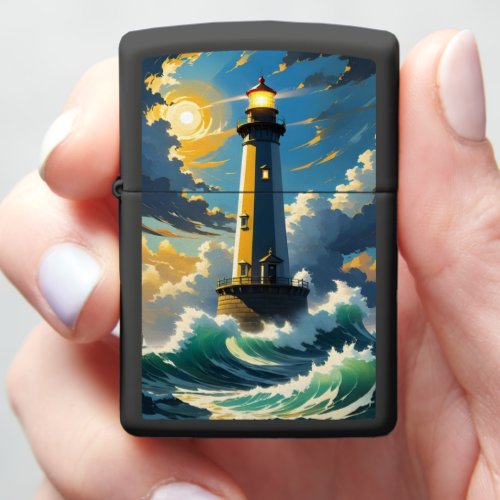 Coastal Lighthouse at Sunset Zippo Lighter