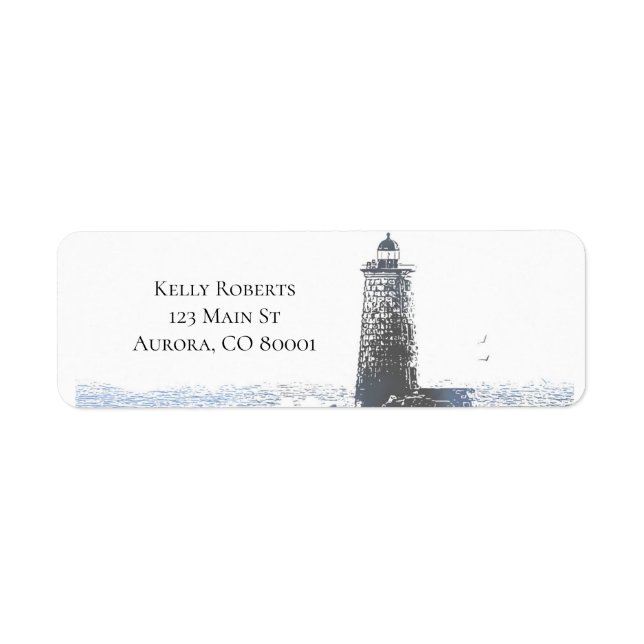 Coastal Lighthouse & Atlantic Ocean Nautical Theme Label (Front)