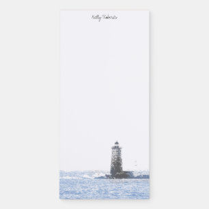 Coastal Lighthouse & Atlantic Ocean Nautical Theme Magnetic Notepad
