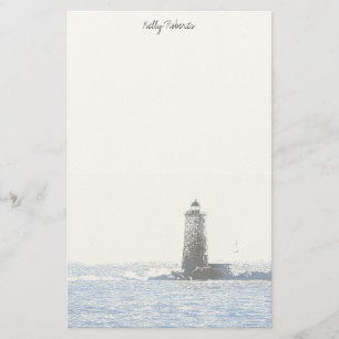 Coastal Lighthouse & Atlantic Ocean Nautical Theme Stationery