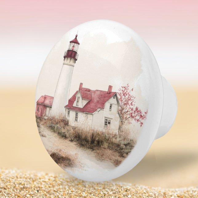 Coastal Lighthouse Beach Seaside Scenery Ceramic Knob (Creator Uploaded)