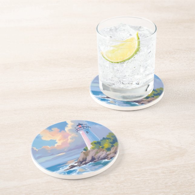 Coastal Lighthouse | Blue Ocean Waves Sea Coaster (Side)