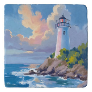 Coastal Lighthouse   Blue Ocean Waves Sea Trivet