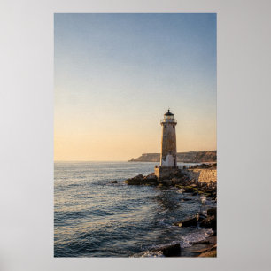 Coastal Lighthouse on a Rocky Shore Poster