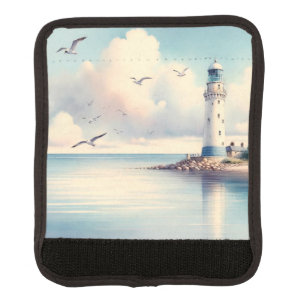 Coastal Lighthouse Seagulls Pastel Sky Serenity Luggage Handle Wrap