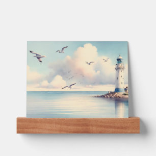 Coastal Lighthouse Seagulls Pastel Sky Serenity Picture Ledge