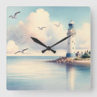 Coastal Lighthouse Seagulls Pastel Sky Serenity