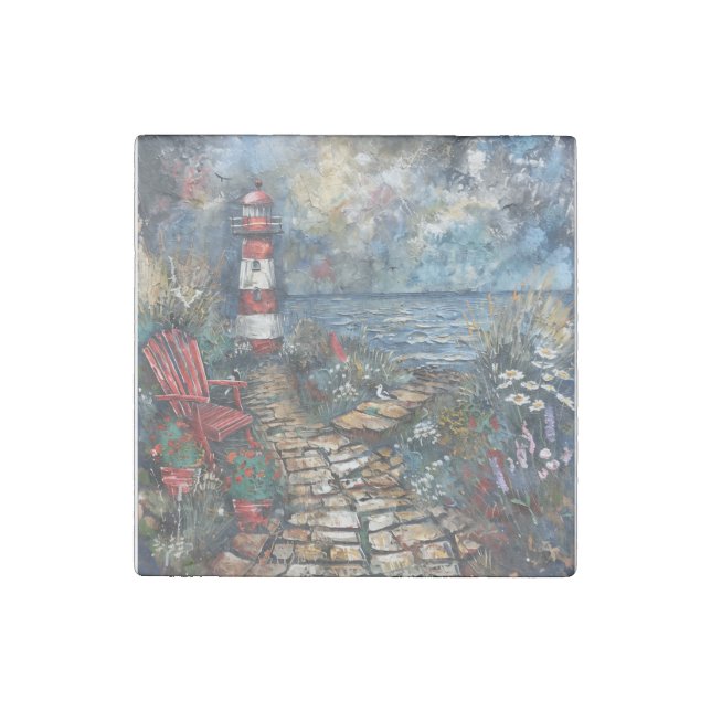 Coastal Lighthouse Stone Magnet (Front)