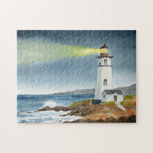Coastal Lighthouse with Light Beam Jigsaw Puzzle