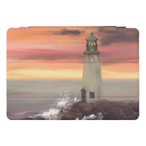 Coastal Lighthouse With Pink And Orange Sky iPad Pro Cover