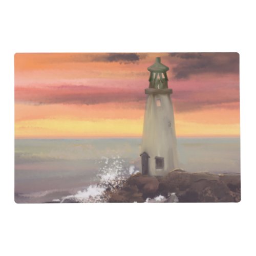 Coastal Lighthouse With Pink And Orange Sky Placemat