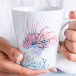 Coastal Lionfish Tropical Fish Watercolor Art Latte Mug<br><div class="desc">Add coastal style to your home with these beach themed coffee cups, featuring a replica of my original hand painted watercolor lionfish and coral with the words Seas The Moment in hand lettered script typography. Watercolor Artwork by Victoria Rigali Designs. To see more designs, visit VG Invites at www.zazzle.com/dotellabelle Christmas...</div>