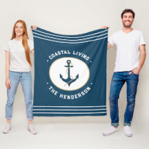 Coastal living Nautical Teal blue white Anchor