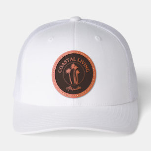Coastal Living Palm Trees Leather Patch Hat