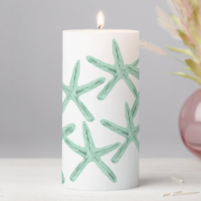 Coastal Living Seafoam Starfish  Pillar Candle (In Situ)