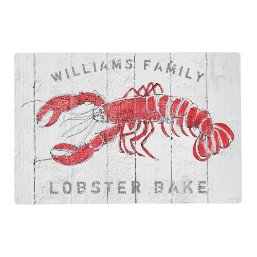 Coastal Lobster Bake Family Name Placemat