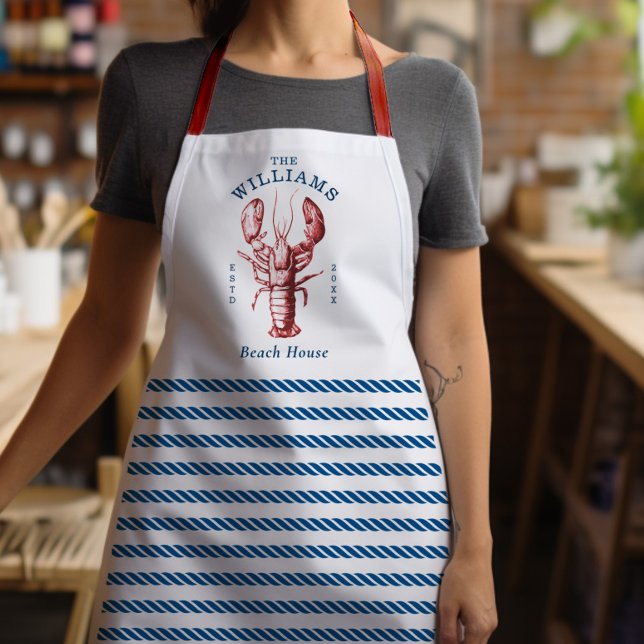 Coastal Lobster Beach House All-Over Print Apron (Creator Uploaded)