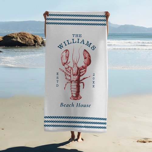 Coastal Lobster Beach House Beach Towel