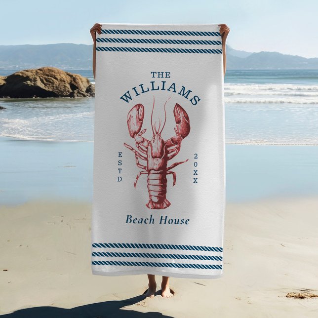 Coastal Lobster Beach House Beach Towel (Creator Uploaded)