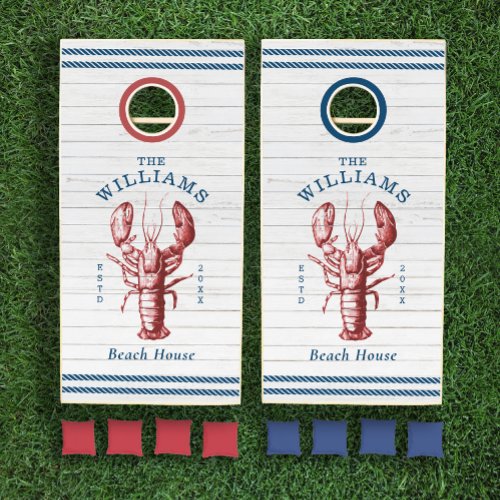 Coastal Lobster Beach House Family Name Cornhole S Cornhole Set