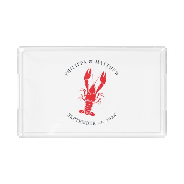 Coastal Lobster Boil Beach Wedding Acrylic Tray (Front)