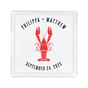 Coastal Lobster Boil Beach Wedding Custom Acrylic Tray