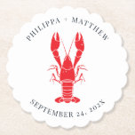 Coastal Lobster Boil Beach Wedding Custom Paper Coaster<br><div class="desc">Coastal Lobster Boil Beach Wedding Round Paper Coaster. Personalize this with your names and wedding date. This also makes the perfect graduation, birthday, wedding, bridal shower, anniversary, baby shower or bachelorette party gift for the person or couple that loves coastal destination celebrations. TIP: See the matching items for your summer...</div>