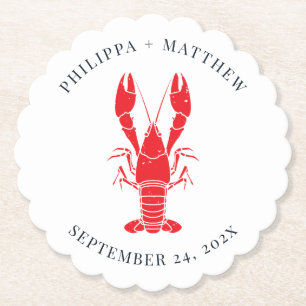 Coastal Lobster Boil Beach Wedding Custom Paper Coaster