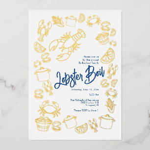 Coastal Lobster Boil Foil Invitation