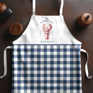 Coastal Lobster Navy Gingham Apron